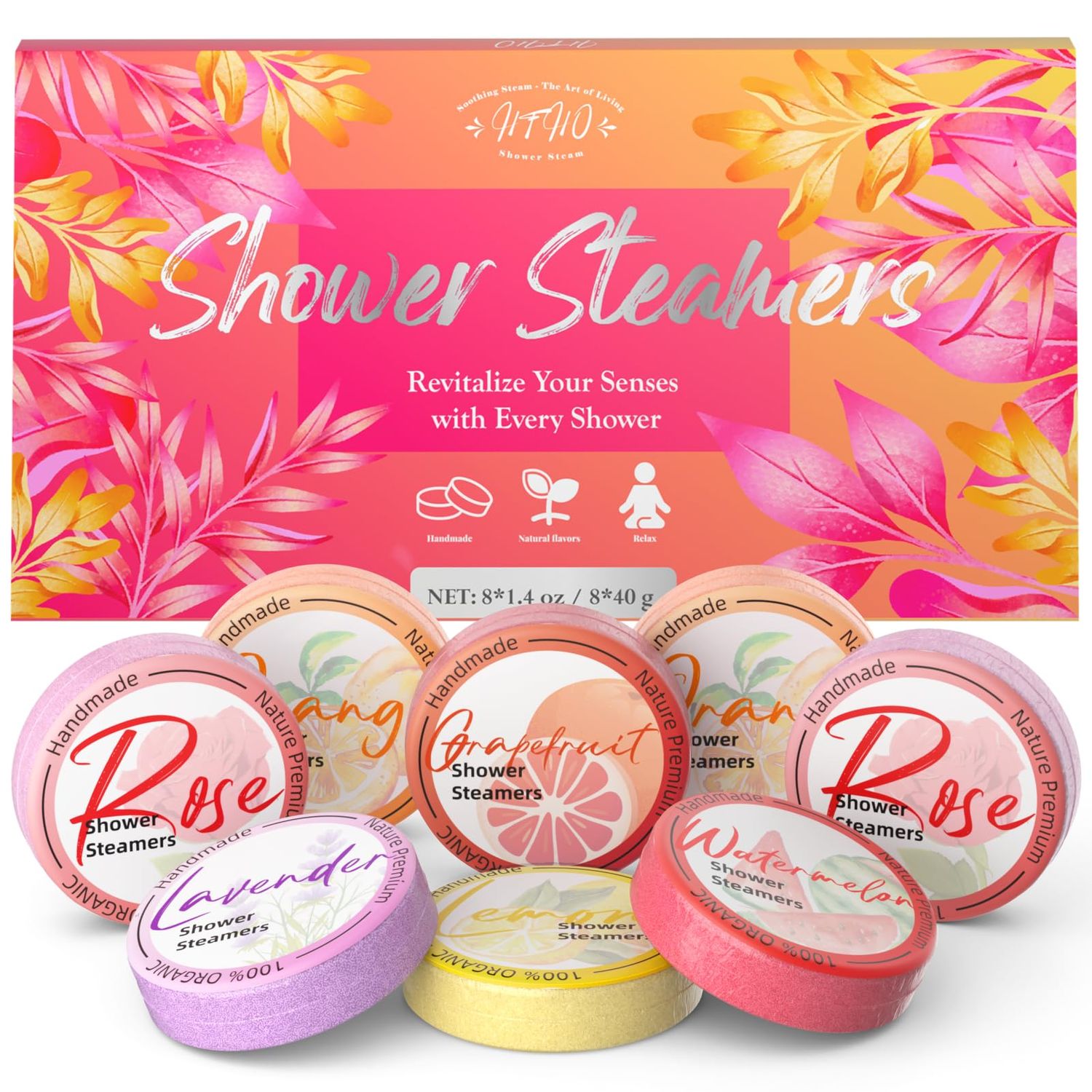 Shower Steamers Aromatherapy 8 Pack - Gifts for Women, Shower Bombs with Essential Oils, Self Care and Stress Relief Stocking Stuffers, Birthday Gifts for Women and Men. Revitalizing Blossom Style