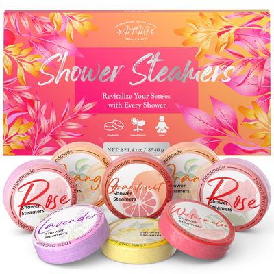 Shower Steamers Aromatherapy 8 Pack - Gifts for Women, Shower Bombs with Essential Oils, Self Care and Stress Relief Stocking Stuffers, Birthday Gifts for Women and Men. Revitalizing Blossom Style