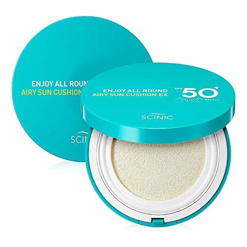 SCINIC Enjoy All Round Airy Sun Cushion EX SPF50+PA++++0.88oz (25g) | Cooling UV Protection &amp; Natural Tone-up From Face To Body For All Family Members | Korean Skincare