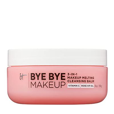 IT Cosmetics Bye Bye Makeup Cleansing Balm - 3-in-1 Makeup Remover, Facial Cleanser &amp; Hydrating Facial Mask - With Vitamin C, Ceramides, Shea Butter &amp; Rosehip Oil - 4 oz