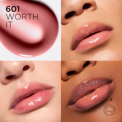 L'Oreal Paris Paradise Plump Ambition Hyaluron Lip Oil, 24 HR Lip Care with Hyaluronic Acid, Volumizing Lip Makeup with Glass-Like Shine, Worth It 601, 0.16 Fl Oz