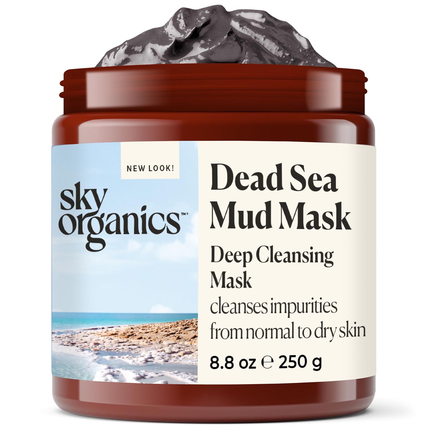 Sky Organics Dead Sea Mud Mask for Face, Deep Cleansing Mask with Shea Butter &amp; Aloe Vera, Cleanse Away Impurities and Leave Skin Feeling Clean &amp; Refreshed, Suitable for Normal to Dry Skin, 8 fl. Oz.