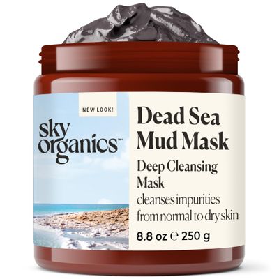 Sky Organics Dead Sea Mud Mask for Face, Deep Cleansing Mask with Shea Butter &amp; Aloe Vera, Cleanse Away Impurities and Leave Skin Feeling Clean &amp; Refreshed, Suitable for Normal to Dry Skin, 8 fl. Oz.
