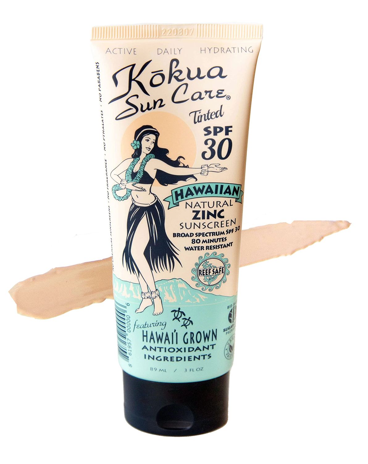 Kokua Sun Care Hawaiian Tinted Non Nano Zinc Oxide Sunscreen for Face &amp; Body, Daily SPF 30/80 Lotion, Moisturizing Sun Protection Cream, Mineral Water Resistance, Reef Safe, Cruelty Free, Vegan