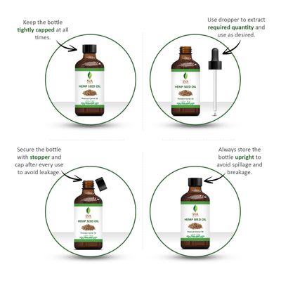 SVA ORGANICS Hemp Seed Oil Cold Pressed 4oz (118 ml) Premium Carrier Oil With Dropper For Skin Care, Hair Care, Scalp Massage, Body Massage, Hair Products, Cosmetics & Soap