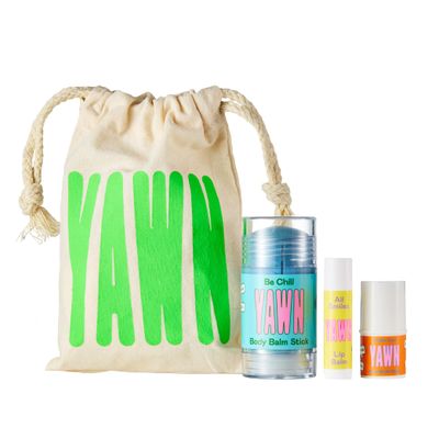 YAWN Makeup &amp; Skincare Kit for Kids | Non-Toxic, Vegan, Cruelty Free, Talc Free | Lip Balm, Tinted Face Multi-Stick for Lips &amp; Cheeks, and Universal Body Balm Stick | For Kids 3+ | Made in USA