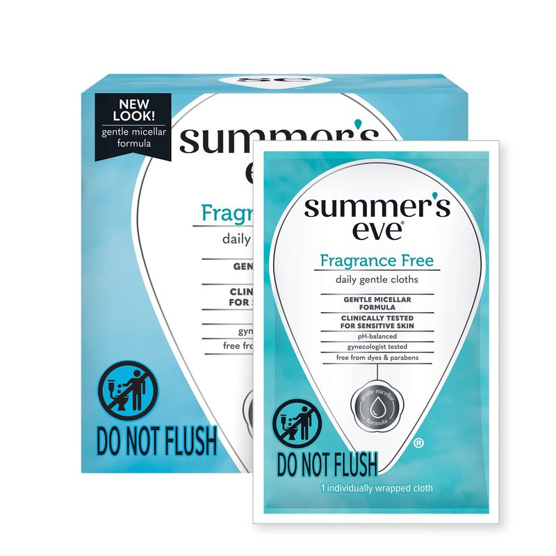Summer&#39;s Eve Fragrance Free Gentle Daily Feminine Wipes, Removes Odor, pH balanced, 16 Count