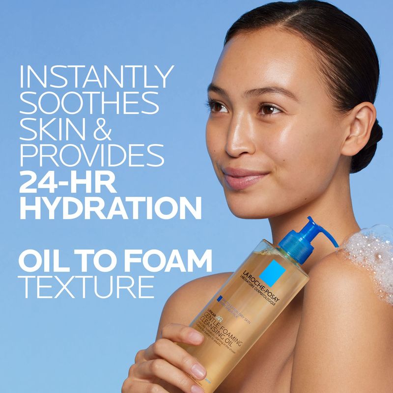 La Roche-Posay Lipikar AP+ Gentle Foaming Cleansing Oil, Gentle Oil Cleanser for Face and Body Formulated with Niacinamide, Long-Lasting 24-hour Hydration, Fragrance-Free &amp; Soap Free