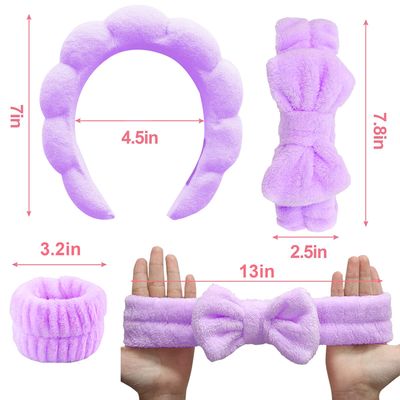 LIEWEILS TLUXX 4-Piece Spa Headband & Wristband Set Reusable Makeup & Skincare Accessories for Face Washing, Preventing Liquid Overflow - Ideal for Women & Girls