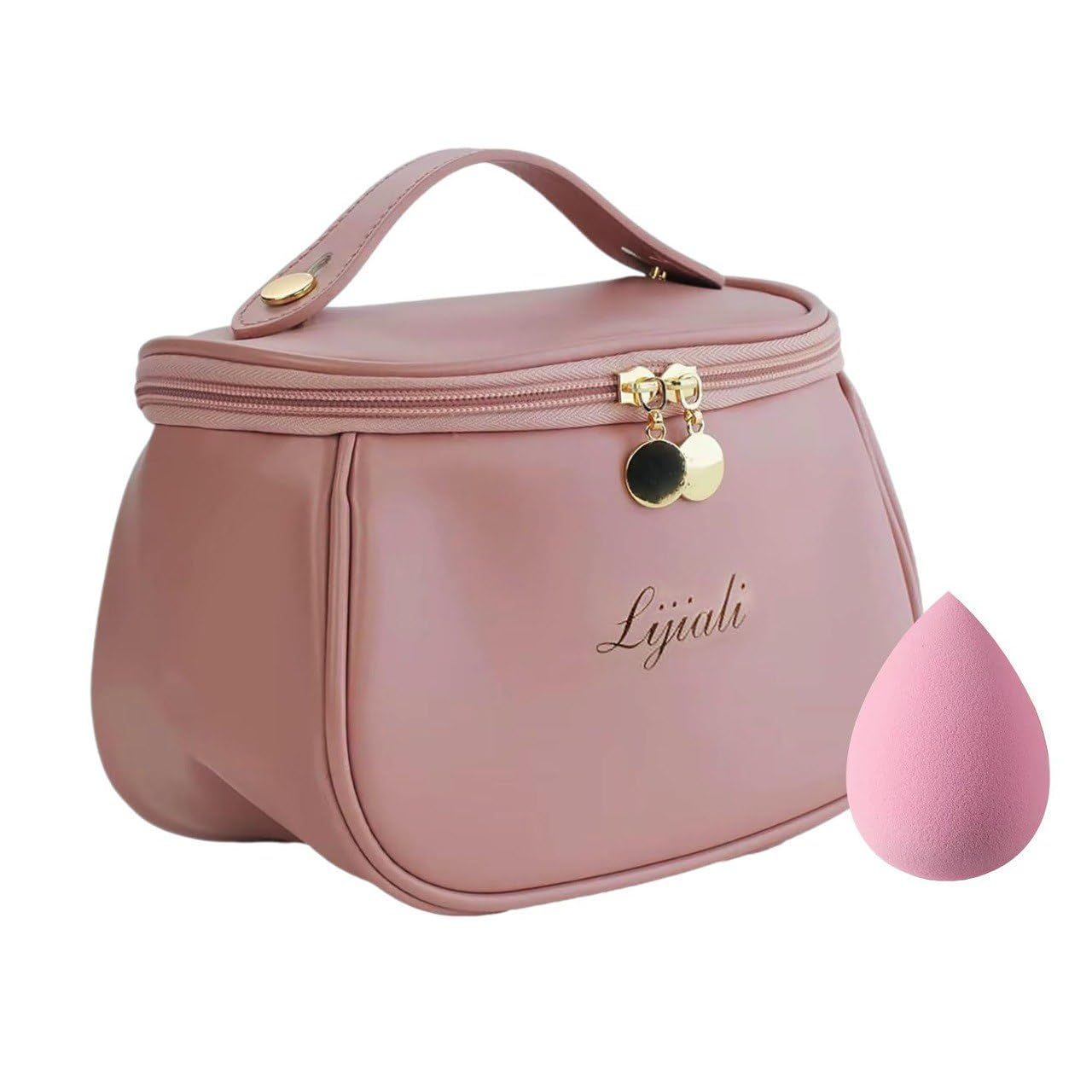 MARIA&#39;S ESSENTIALS - Makeup Bag for Women with Blend Sponge - Travel Makeup Bag for Cosmetics - Medium-Size Toiletry Organizer - Skincare, Makeup, and Accessories - Portable and Trendy Beauty Kit