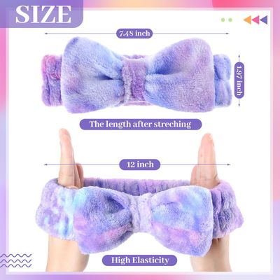 Riceshoot 24 Pieces Spa Headband Skincare Headband Microfiber Tie Dye Headband Elastic Bow Tie Makeup Headband for Washing Face Hair Wrap Accessories for Women Shower Gift