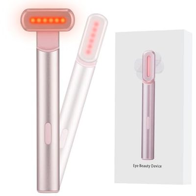Light-Therapy-Wand, Red Light Therapy for Face and Neck - Facial Wand Red &amp; Blue Rejuvenation Face &amp; Eye Massager Skincare Tool (Pink)