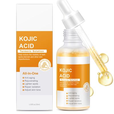 Kojic Acid Turmeric Serum for Dark Spot Treatment, 30 ML/ 1 PCS Brightening Kojic Acid Serum for Moisturizes &amp; Firms Face, Dark Spot Corrector for Dull Skin &amp; Fine Lines, Evens Skin Tone.