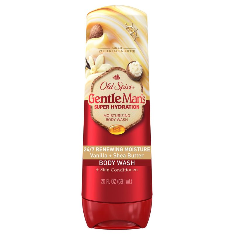 Old Spice Body Wash GentleMans Super Hydration for Men, 24/7 Renewing Moisture, Gentle on Skin, Vanilla + Shea Scent, 20 fl oz