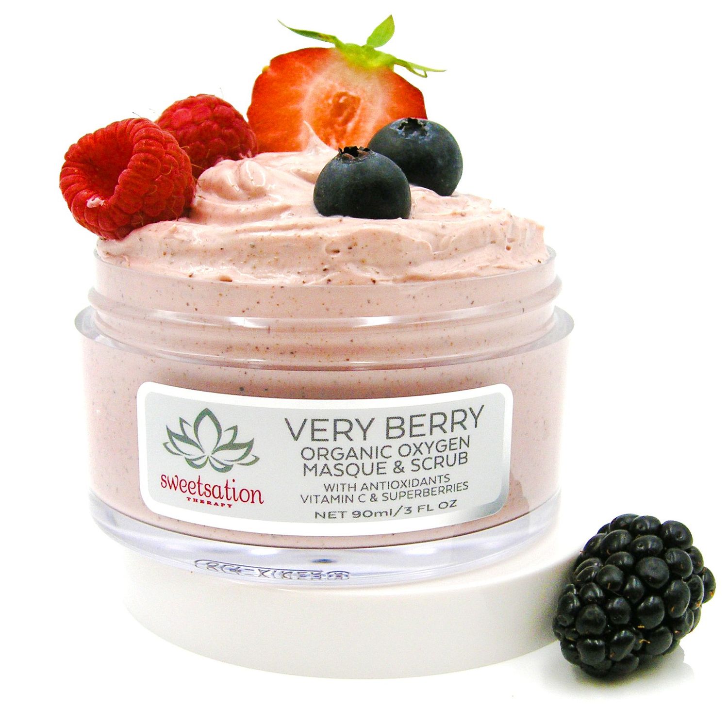 Sweetsation Therapy/Yunasence, Very Berry Oxygen Exfoliating Mask &amp; Scrub w/Vitamin C, Enzymes &amp; Superberries. Rejuvenating, Hydrating, Purifying.