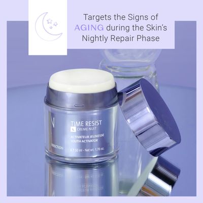 Yon-Ka Time Resist Nuit (50ml) Anti-Aging Night Cream with Youth Activating Complex and Shea Butter, Firming Anti-Wrinkle Moisturizer for Face and Neck, Paraben-Free