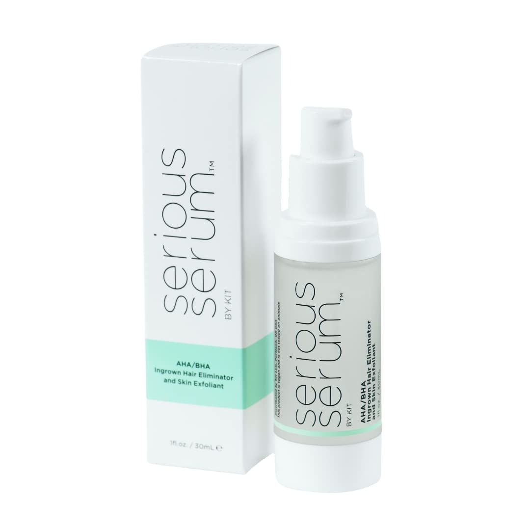 Serious Serum Ingrown Hair Treatment - Glycolic, Lactic &amp; Salicylic Acid Exfoliating Serum for Face &amp; Body, Soothes Razor Bumps, Prevents Ingrown Hairs, Hydrating Formula for Post-Shave &amp; Waxing Care
