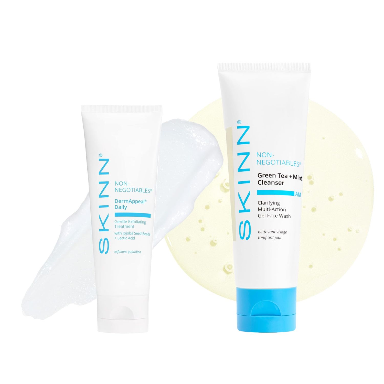 SKINN Holiday Bundle, Dermappeal Daily Facial Scrub &amp; Mint Green Tea Face Wash Gift Set - Premium Anti Aging Skin Care Routine for Women &amp; Men - Christmas