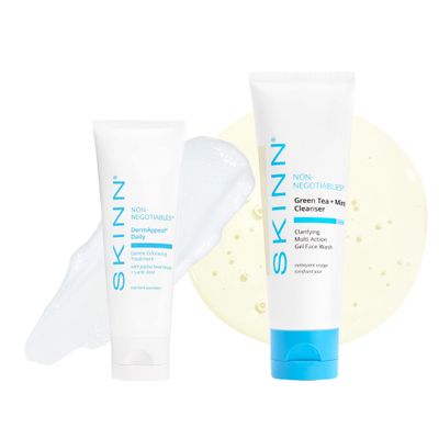 SKINN Holiday Bundle, Dermappeal Daily Facial Scrub &amp; Mint Green Tea Face Wash Gift Set - Premium Anti Aging Skin Care Routine for Women &amp; Men - Christmas