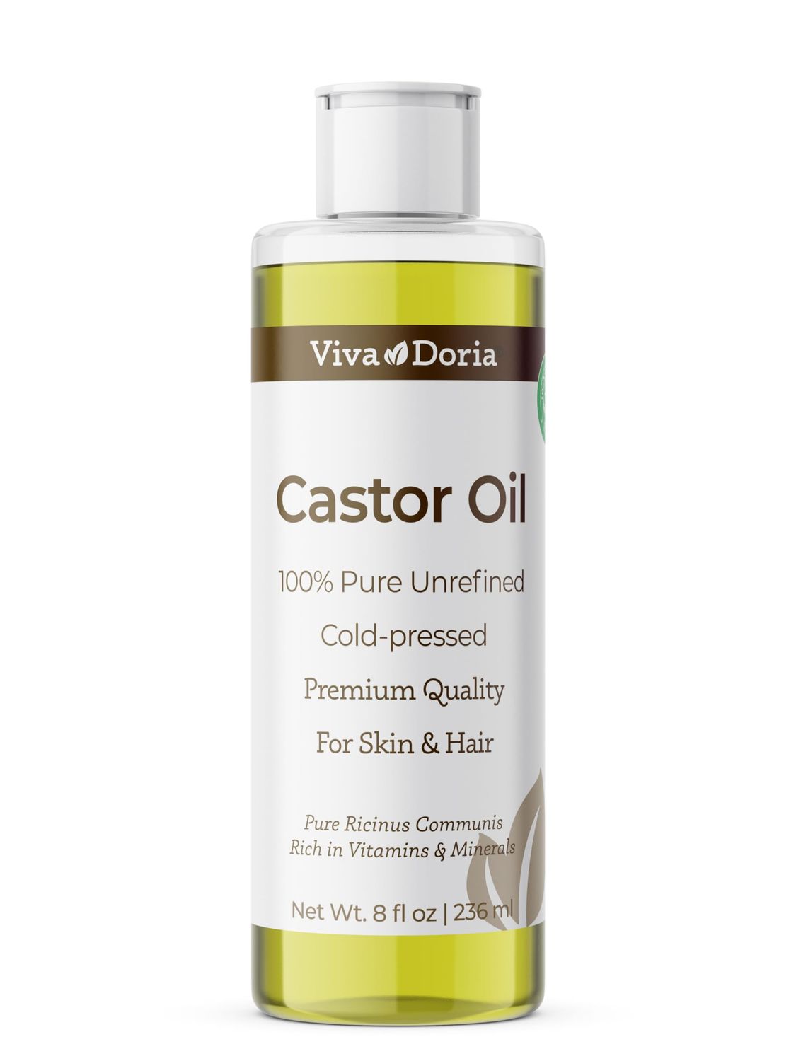 Viva Doria Cold-Pressed Golden Castor Oil for Hair Growth, Skin Care, and Natural Remedies, 9 oz - USP Grade, Premium Quality