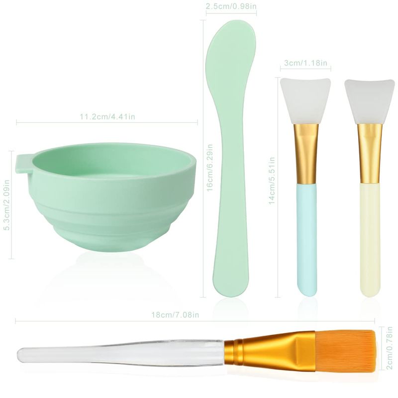 Plazuria Face Mask Mixing Bowl Set, 5 in 1 DIY Facemask Mixing Tool Kit with Facial Mask Bowl Stick Spatula Silicone Face Mask Brush &amp; Premium Soft Face Brushes