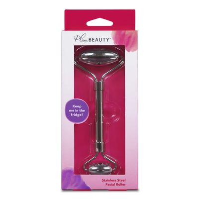 Plum Beauty Stainless Steel Roller for Face - Improves Skin Tone and Blood Circulation - Skin Care Face Roller Reduces Under-Eye Puffiness and Dark Circles