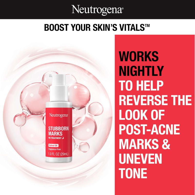 Neutrogena Retinol SA, Stubborn Marks PM Treatment, Face-Exfoliating Treatment to Help Reverse the Look of Post-Acne Marks &amp; Uneven Skin Tone, Non-Comedogenic, PM Treatment, unscented, 1.0 Fl Oz