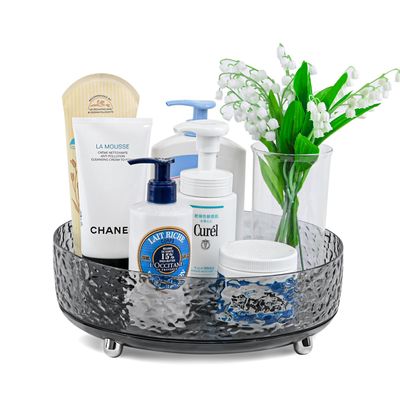 Makeup Perfume Organizer Tray 360 Rotating Lazy Susan, Spinning Organizer and Skincare &amp; Cosmetics Storage with Large Capacity for Vanity, Kitchen, Bathroom Countertop, Water Ripple