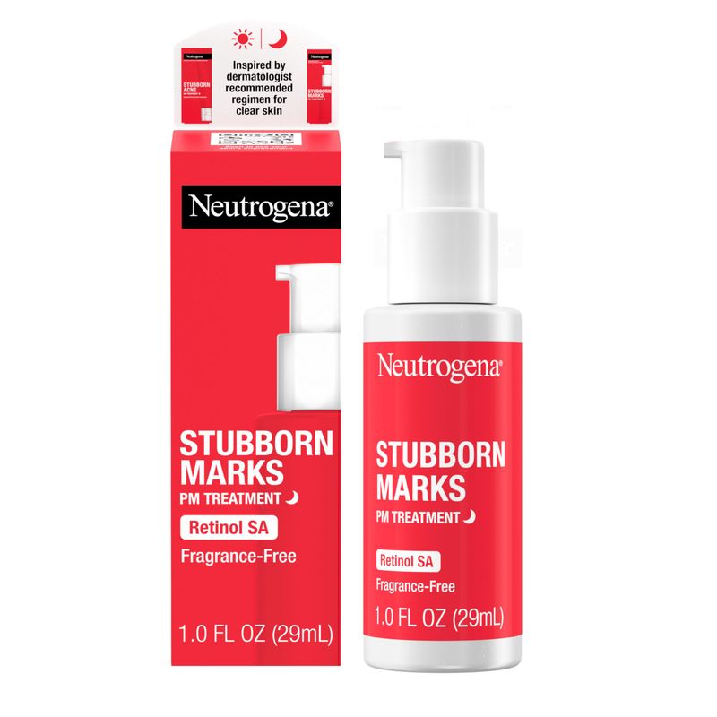 Neutrogena Retinol SA, Stubborn Marks PM Treatment, Face-Exfoliating Treatment to Help Reverse the Look of Post-Acne Marks &amp; Uneven Skin Tone, Non-Comedogenic, PM Treatment, unscented, 1.0 Fl Oz