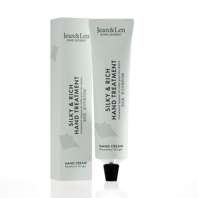 Jean &amp; Len Silky &amp; Rich Treatment Rosemary &amp; Ginger, 100% recyclable aluminum tube (without lid), rich hand cream, ensures soft hands, without parabens &amp; silicones, 2.54 Fl. Oz.