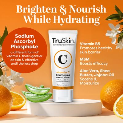 TruSkin Vitamin C Moisturizer Face Cream - Brightening, Anti Aging, Hydrating, Skin Wrinkle Cream - Vitamin B5, Vitamin E, Jojoba Oil, Aloe Vera & Green Tea, 2 Fl Oz