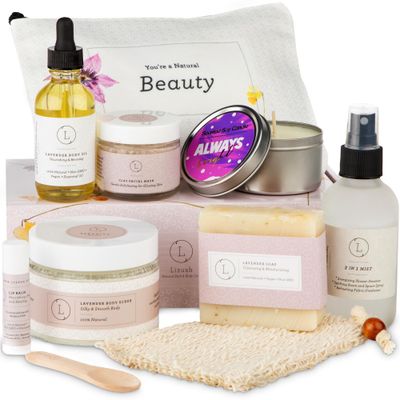 Lizush Luxury Spa Gifts for Women - 9 Piece Lavender Gift Baskets for Women, Body Care Set for Mom, Birthday Box For Women, Self Care Spa Kit For Wife - Handmade In The USA