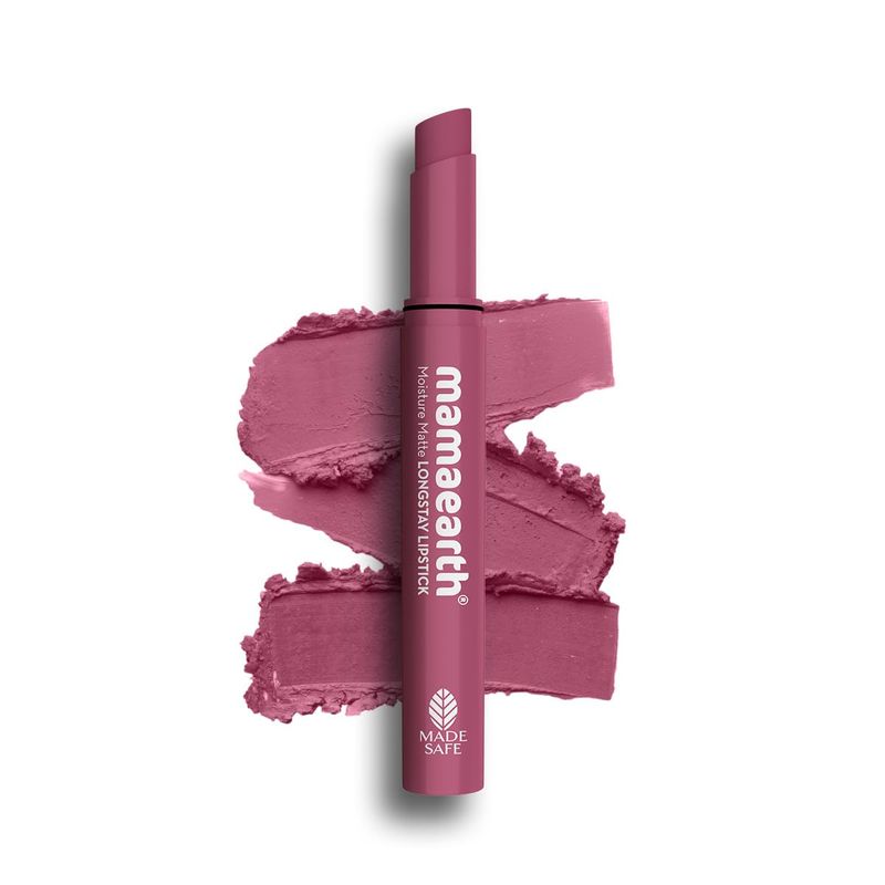 MAMAEARTH Moisture Matte Lipstick (08 - Pink Tulip) | Infused with Vitamin E | 12-Hour Long Stay &amp; 8-Hour Moisture Lock | Cruelty-Free &amp; Smudge-Proof | 0.07 Oz/2g
