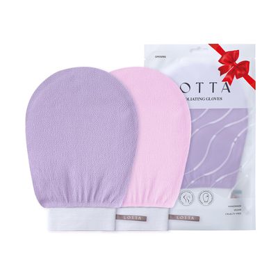 Lotta Exfoliating Gloves 2Pcs Deep Exfoliation Mitt of 150D Shower Body Scrub Exfoliant Scrubber Glove Skin for Cleanse Dead or Dry Skin 100% Viscose Fiber Suitable for Men and Women