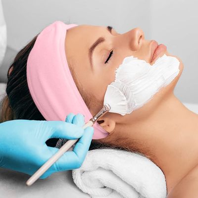 LAPOHI 4 Pack Adjustable Towel Headbands for Washing Face with 4 Pieces Fan Brushes, Facial Mask Brush and Spa Facial Headbands for Women and Grils Skincare Headband for Facial Esthetician Supplies