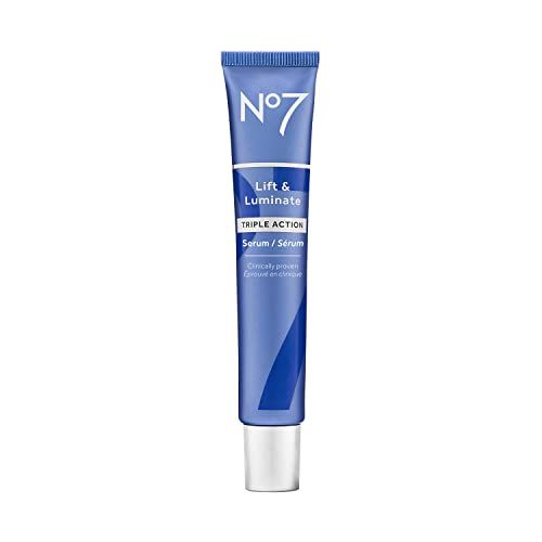 No7 Lift &amp; Luminate Triple Action Face Serum - Collagen Peptide Anti Wrinkle + Brightening Emblica &amp; Vitamin C Serum + Pro Retinol Skin Firming Hyaluronic Acid &amp; Hibiscus (50ml)