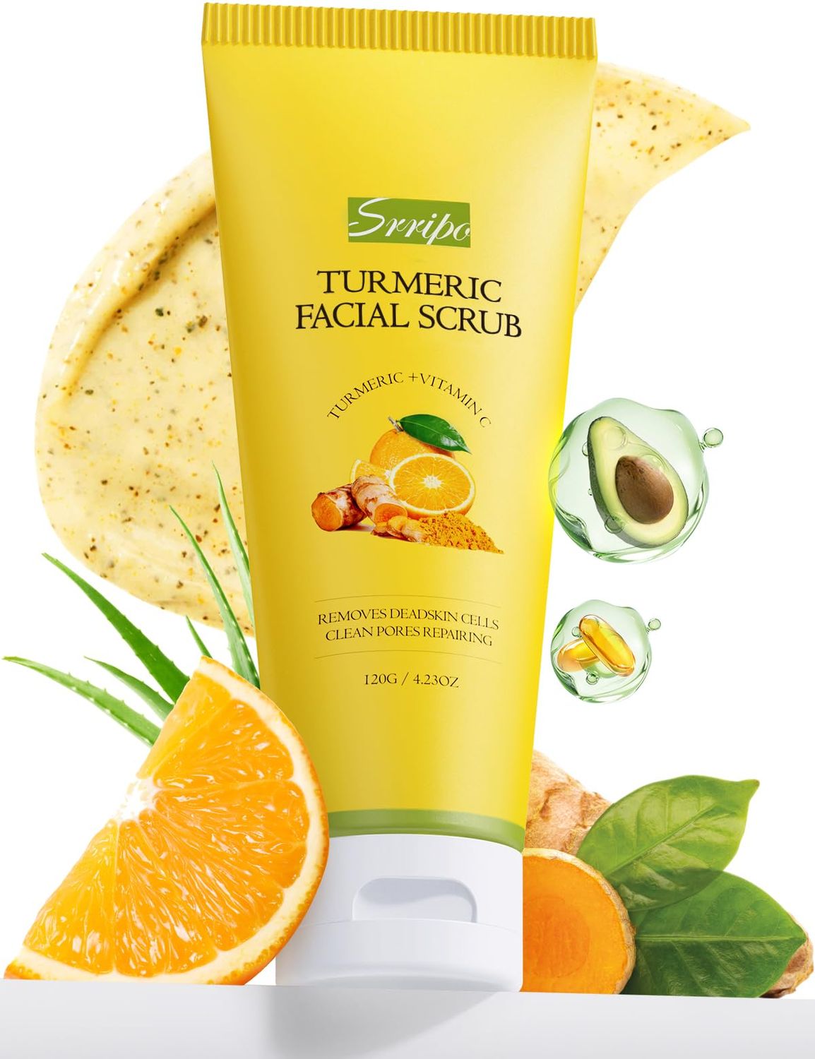 Revitalizing Exfoliation Face Scrub with Vitamin C and Turmeric - Gentle Exfoliating Face Wash for Blackheads, Pore Dirt &amp; Dark Spots - Acne Control Facial Scrub for Oily &amp; Acne-Prone Skin, 4.23 Fl Oz