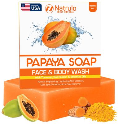 Papaya Soap Face &amp; Body Wash - Skin Brightening Papaya Soap Bar for Dark Spots - Reduce Acne, Cleanse Scars, &amp; Even Skin Tone - with Turmeric, Kojic Acid, &amp; Essential Oils - for All Skin Types