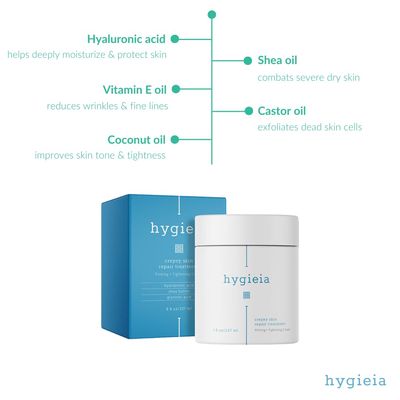 Hygieia Crepey Skin Full Body Moisturizing &amp; Firming Cream - Tighten &amp; Smooth Crepey Skin - Anti-Aging Moisturizer with Hyaluronic Acid, AHAs, and Natural Oils to Rejuvenate &amp; Soften Aging Skin, 8oz