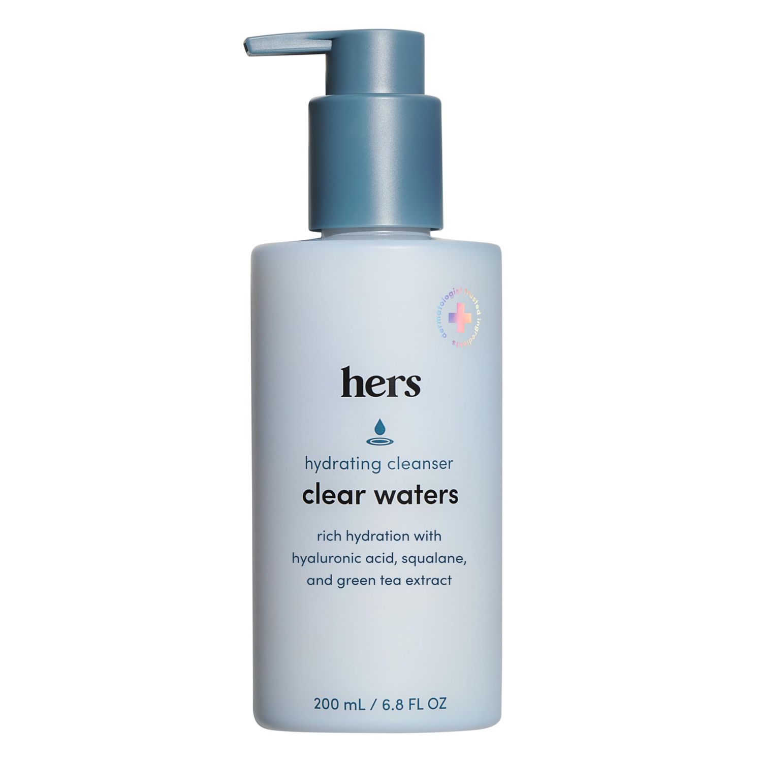 hers Clear Waters Hydrating Cleanser - Squalane Cleanser Face Wash Made for All Skin Types - Supports Skins Natural pH - Contains Hyaluronic Acid, Squalane, and Green Tea Extract - 6.8 fl Oz