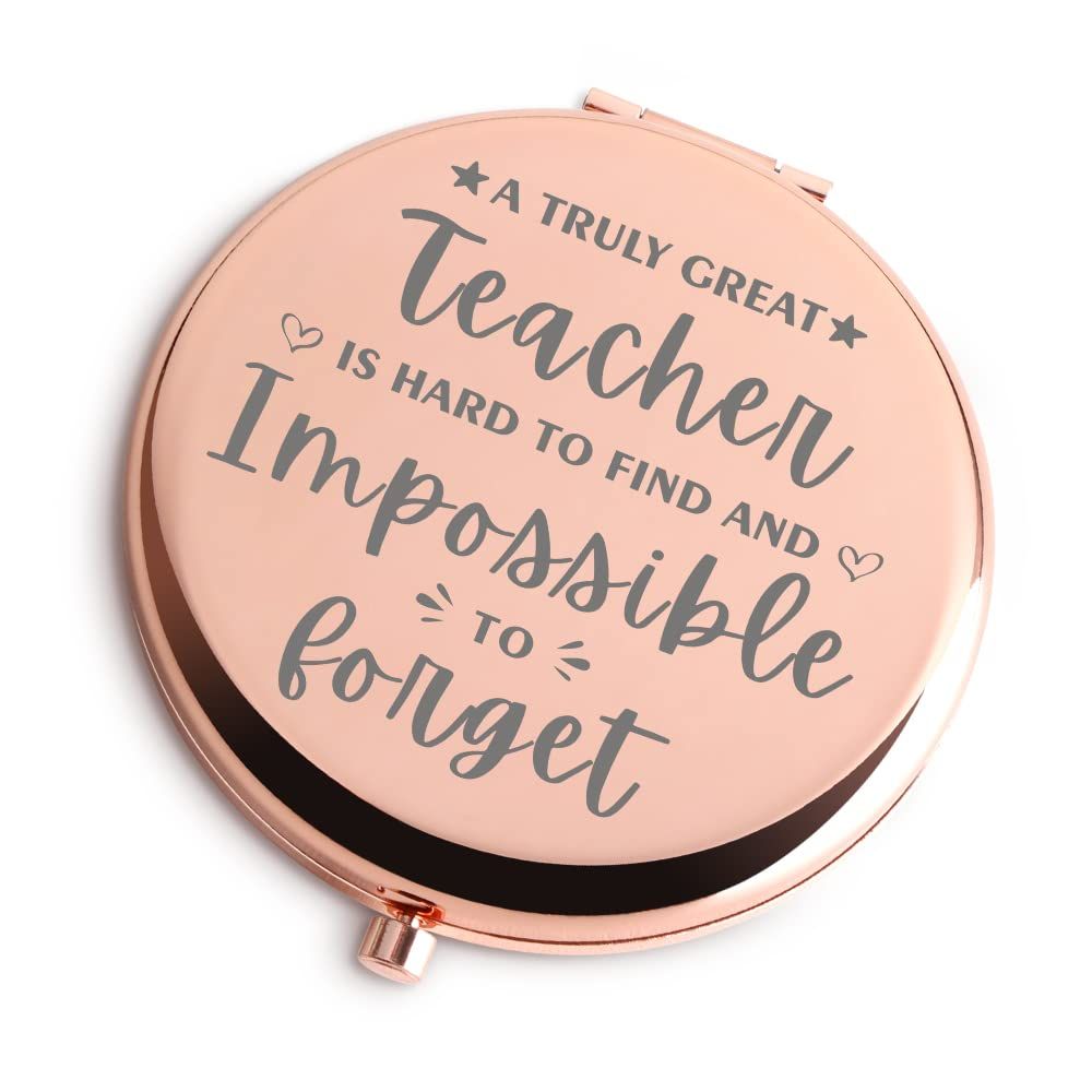Teacher Gifts for Women Rose Gold Travel Cosmetic Compact Mirror Inspirational Gifts for Teacher Teacher Assistant for Teachers Day Birthday Christmas Graduation Appreciation Unique Gifts