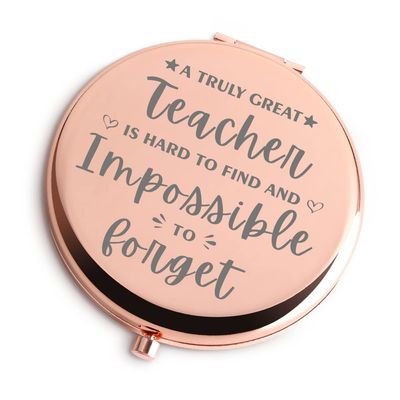 Teacher Gifts for Women Rose Gold Travel Cosmetic Compact Mirror Inspirational Gifts for Teacher Teacher Assistant for Teachers Day Birthday Christmas Graduation Appreciation Unique Gifts