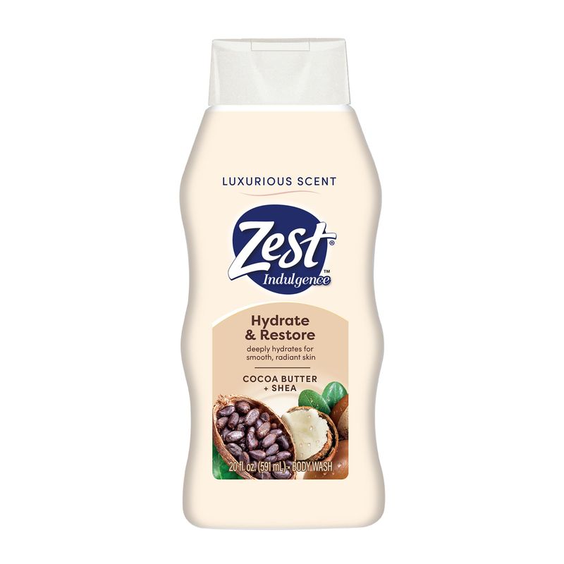 Zest Body Wash - Enriched with Wild Cocoa Butter and Shea - Hydrating Body Soap - Suitable for All Skin Types - Cocoa Butter and Shea - 20 oz