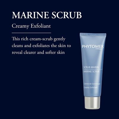 PHYTOMER Marine Scrub Creamy Exfoliant Face Wash | Hydrating Facial Scrub to Refine Skin Texture | Gentle Exfoliator &amp; Cleanser for Face &amp; Neck | Reveal Clearer, Softer Skin | 50ml
