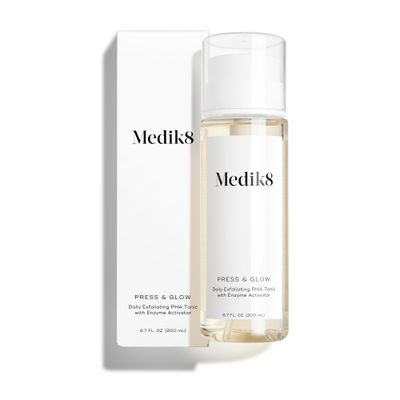 Medik8 Press &amp; Glow Daily Exfoliating PHA Tonic with Enzyme Activator - Polyhydroxy Acid Toner - Gentle, Cleansing Face Exfoliator - 6.7 oz