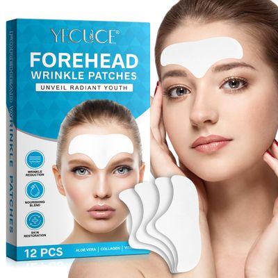 ISUNRISE Forehead Wrinkle Patches 12Pcs, Anti Wrinkle Facial Patches with Aloe, Vitamin E and Hydrolyzed Collagen for Smoothing and Softening Fine Lines, Forehead Wrinkle Treatment