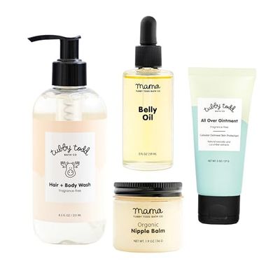 Tubby Todd New Baby &amp; Mom Sensitive Skincare Kit - The Mama + Baby Gift Set - Baby Shampoo and Body Wash 8.5 Oz, All Over Ointment 2 Oz, Belly Oil 2 Fl Oz &amp; Nipple Balm 1.9 Oz - Fragrance-Free