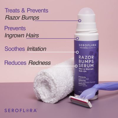 Seroflora Razor Bumps Serum-Ingrown Hair Treatment for Women-Razor Bump for Bikini Area - After Shave &amp; Waxing - Roll-On-Face, Legs, Body (3.5floz)