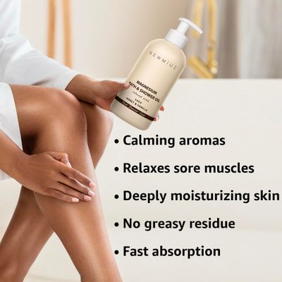 Magnesium In-Shower Body Conditioner Soft Skin Natural Post Shower Care Wet Skin Moisturizer for Body & Legs 2 in 1 Bath Oil & Shower Oil for Dry Skin Non Greasy Shea Honey Vanilla Self Care Spa Gift