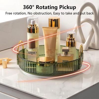 UNICOMVSX Rotating Makeup Organizer for Vanity, Spinning Cosmetics Storage for Bathroom Countertop, Skincare Holder Rack for Facial Cream, Perfume, Lotion, Lipstick(1 Tier, Dark Green)